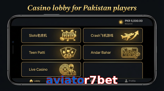 Lobby view of Aviator7bet for Pakistan users